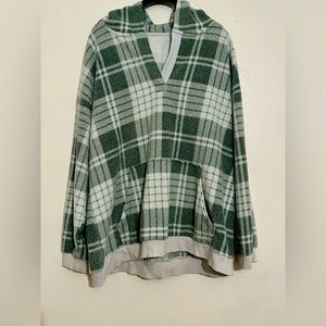 Aerie Plaid Sherpa Hoodie Size Medium